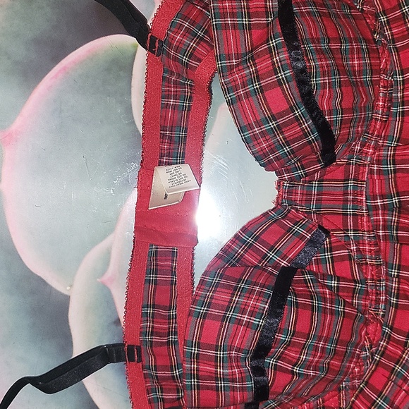 Frederick's of Hollywood Red Plaid Lingerie Medium - Picture 8 of 14